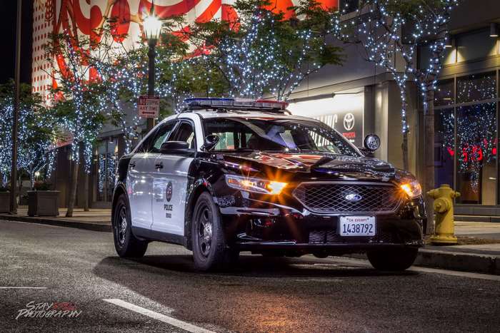 LAPD Police Car in Downtown Los Angeles 4K