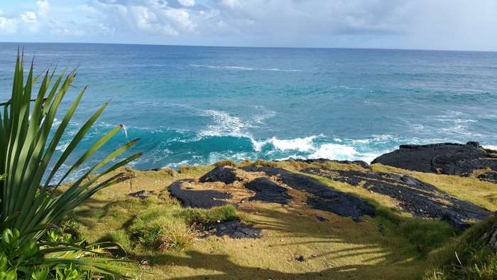 Reunion Island Coastline with Ocean Waves