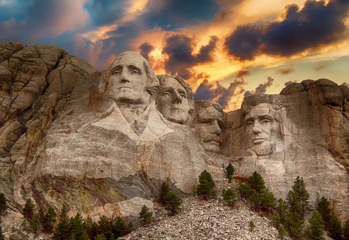 Mount Rushmore National Memorial with four presidents