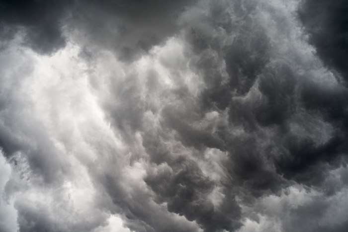 Dark storm clouds in monochrome