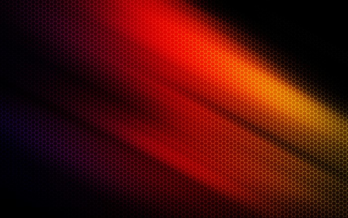Dark Hexagonal Mesh with Red and Yellow Gradient Light