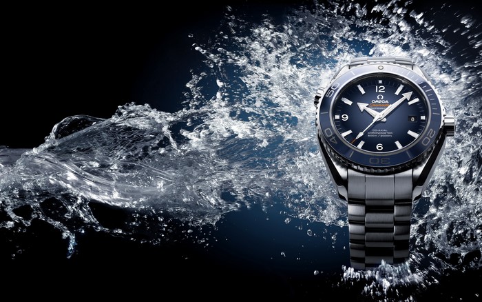Omega Seamaster watch in water splash