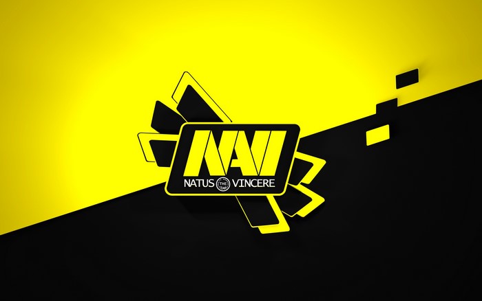 Natus Vincere (Na'Vi) logo on yellow and black background
