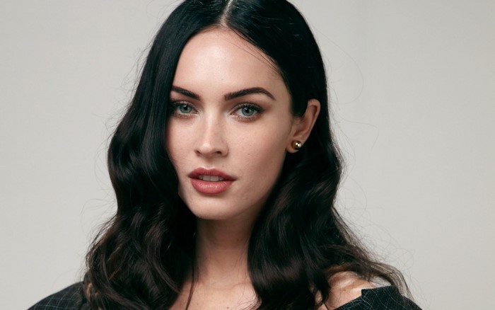 Portrait of Megan Fox with Black Wavy Hair