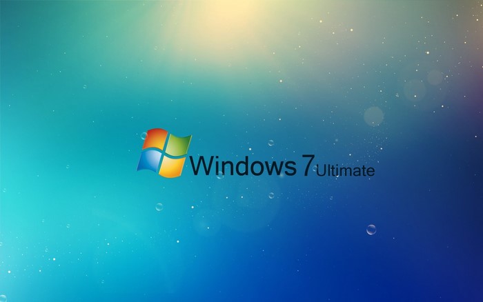 Windows 7 Ultimate logo on blue background