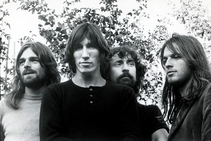 Black and White Photo of Pink Floyd Members