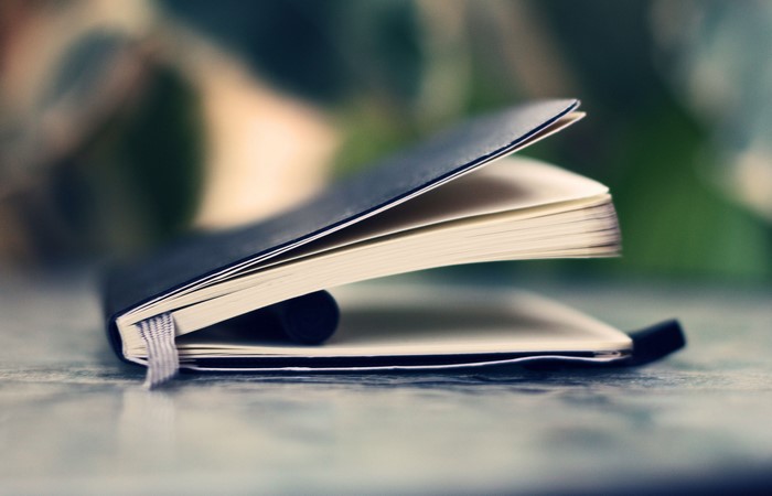 Open notebook with bookmark