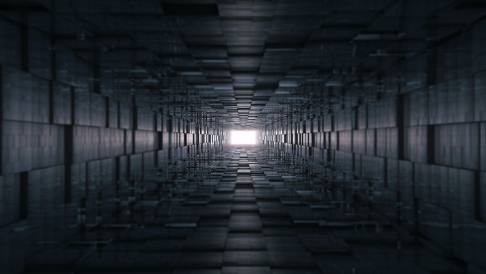 Abstract 3D tunnel with bright light