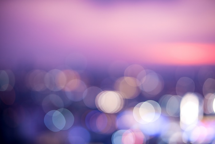 Bokeh effect with purple and pink sky