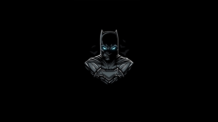 Batman artwork with glowing blue eyes