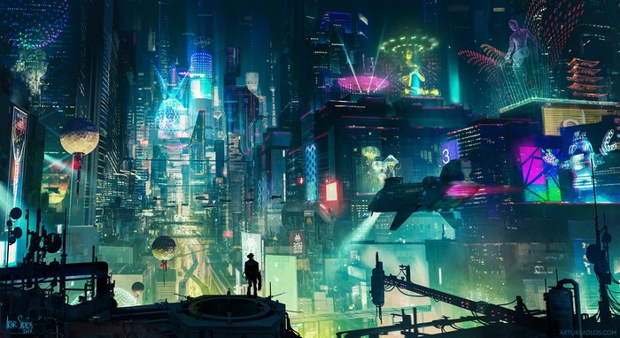 Futuristic Cyberpunk Cityscape at Night