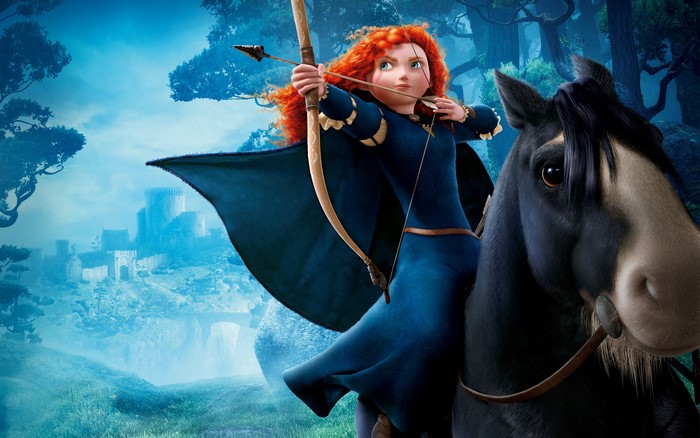 Merida from Brave Aiming Arrow on Horseback