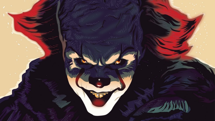Pennywise Clown Face in 4K Digital Art