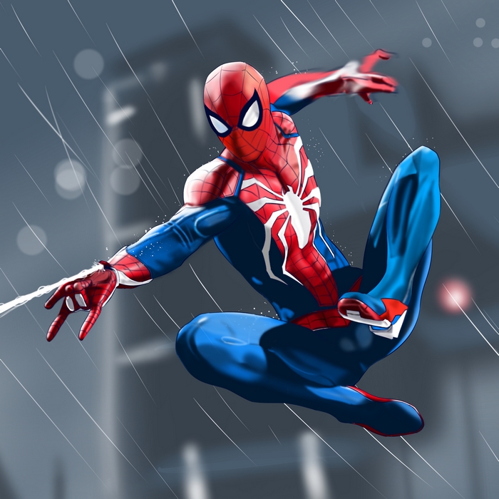 Spider-Man Swinging Through Rain in 4K