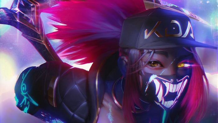 Akali from League of Legends with Neon Mask and Cap