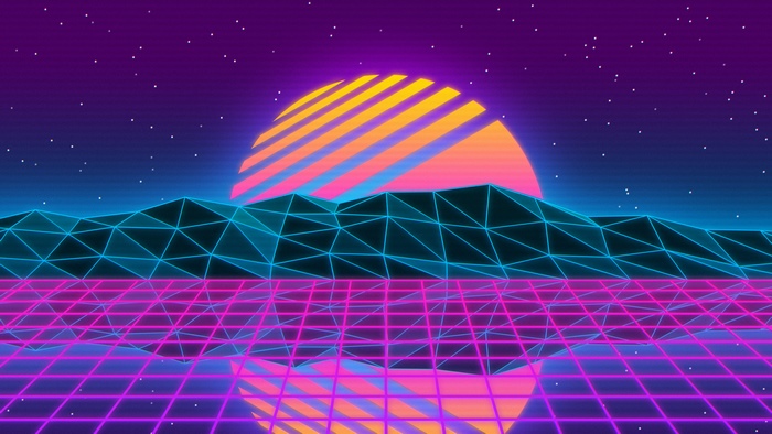 Synthwave Retrowave Digital Art Landscape