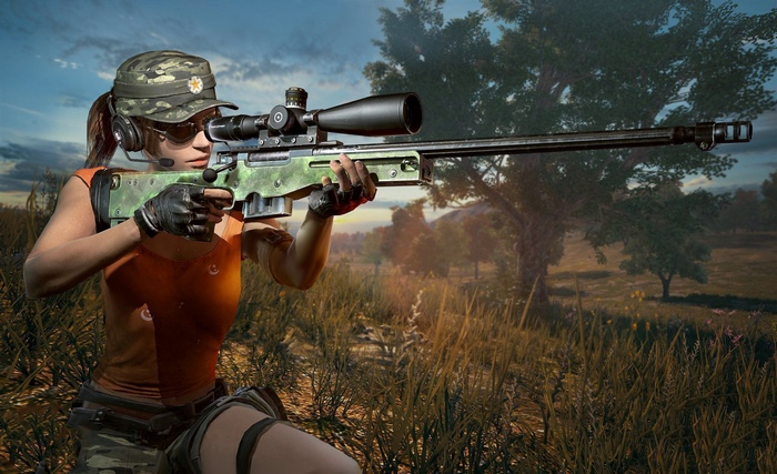 PlayerUnknown's Battlegrounds female sniper aiming rifle