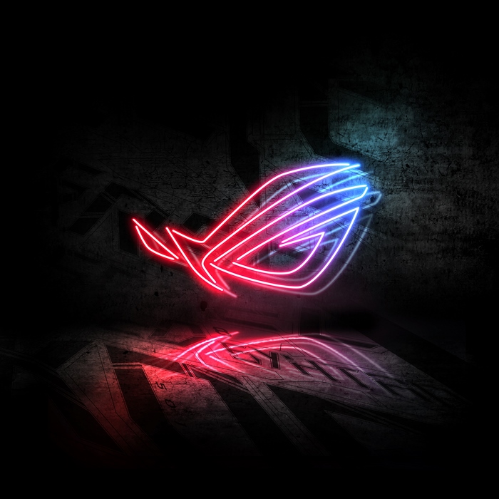 Republic of Gamers (ROG) logo neon lights