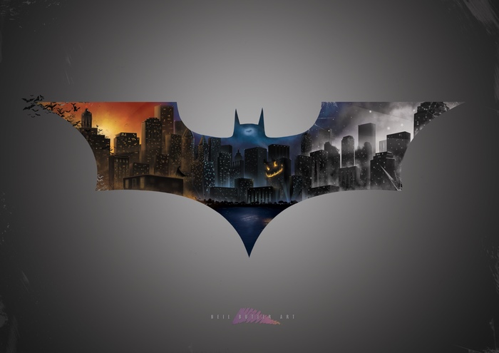Batman Logo with Gotham City Skyline in 4K
