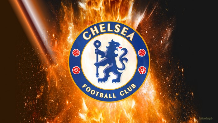 Chelsea FC Logo with Fiery Background