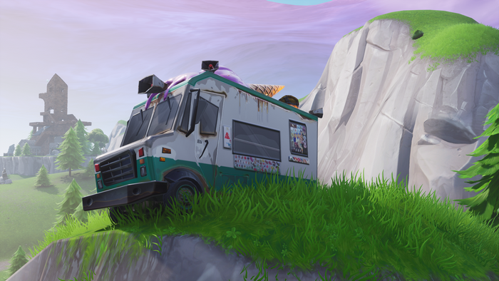 Fortnite Ice Cream Truck on Grassy Hillside