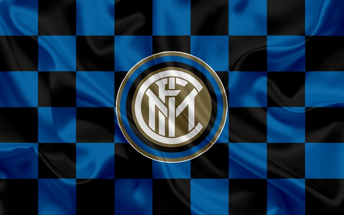 Inter Milan Soccer Logo on Blue Black Checkered