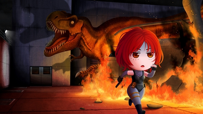 Regina Running from T-Rex in Dino Crisis