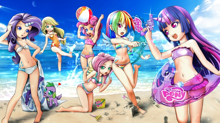 My Little Pony Characters Enjoying a Beach Day