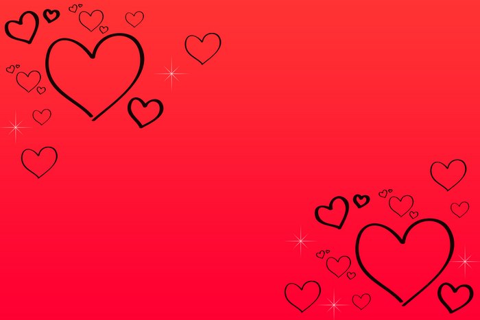Black hearts on a red background