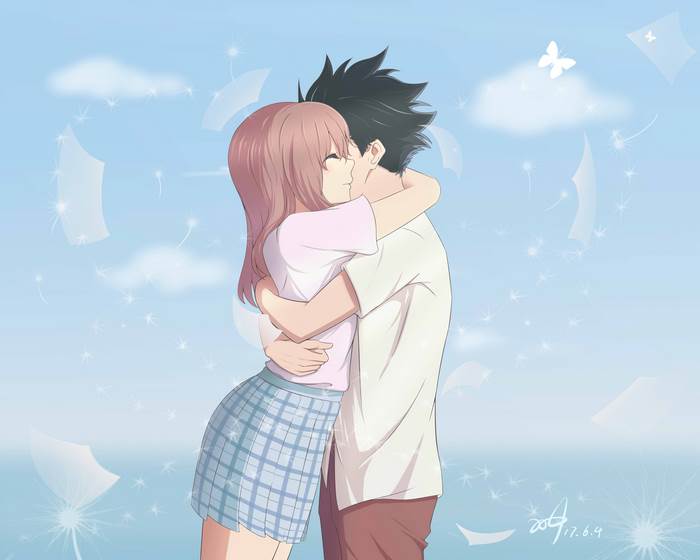 Tender Embrace Between Shouko Nishimiya and Shouya Ishida