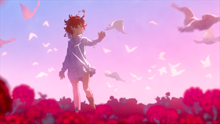 Emma in a Flower Field with Birds