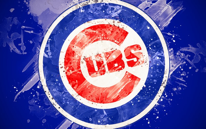 Chicago Cubs logo with paint splatters