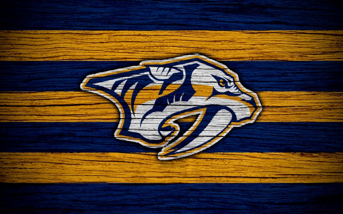 Nashville Predators NHL Logo on Wood Background