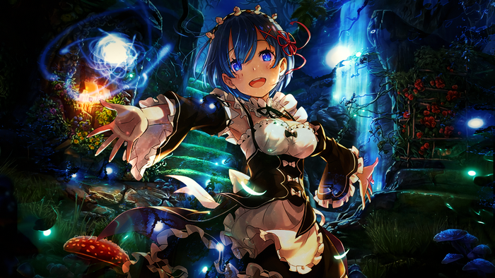 Rem from Re:Zero Amidst Enchanted Forest Lights