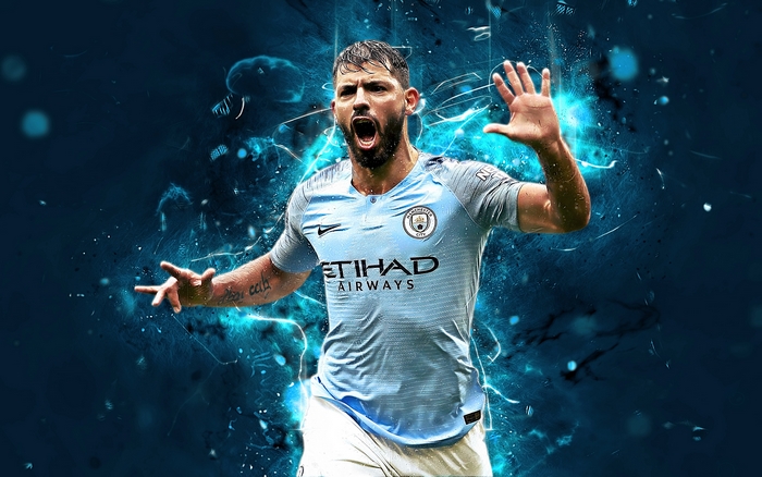 Sergio Agüero Celebrating in Manchester City Jersey