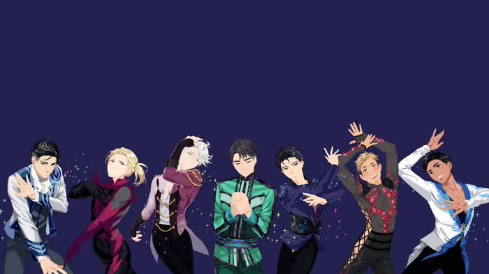 Yuri!!! on Ice characters posing