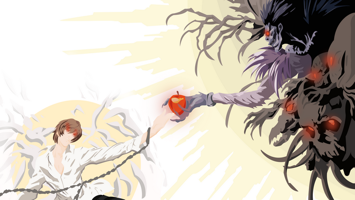 Light Yagami Reaching for Apple from Ryuk