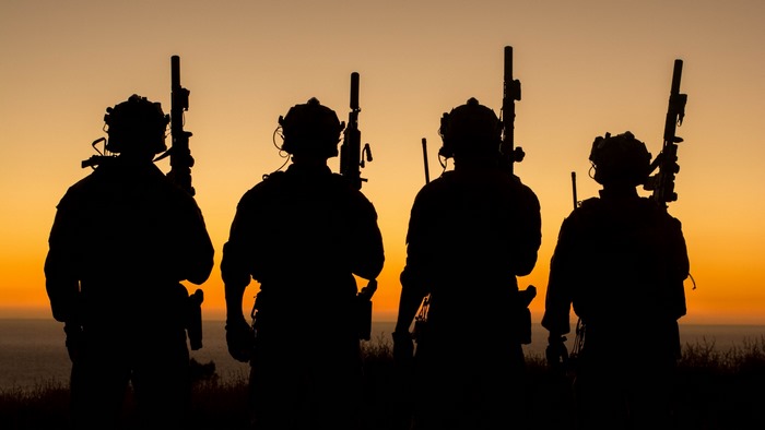 Soldier Silhouettes at Sunset
