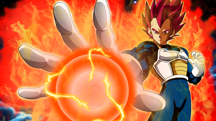 Vegeta from Dragon Ball charging an energy attack