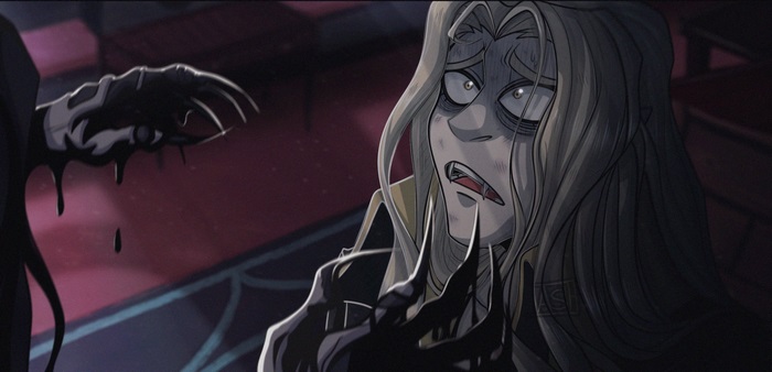 Alucard from Castlevania with dark tendrils