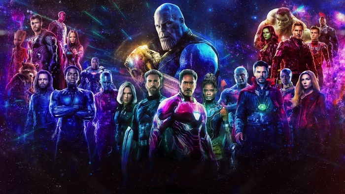 Epic Avengers and Thanos with Cosmic Background