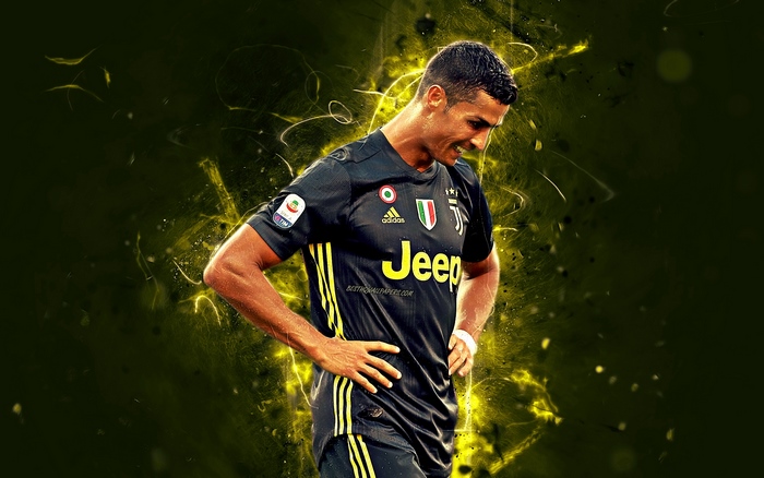 Cristiano Ronaldo Wearing Juventus Black Kit