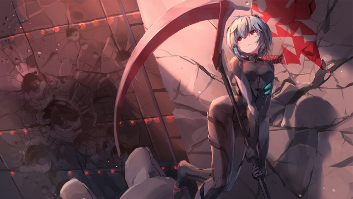 Rei Ayanami from Neon Genesis Evangelion with Scythe