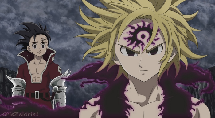 Meliodas and Zeldris with Dark Energy Aura