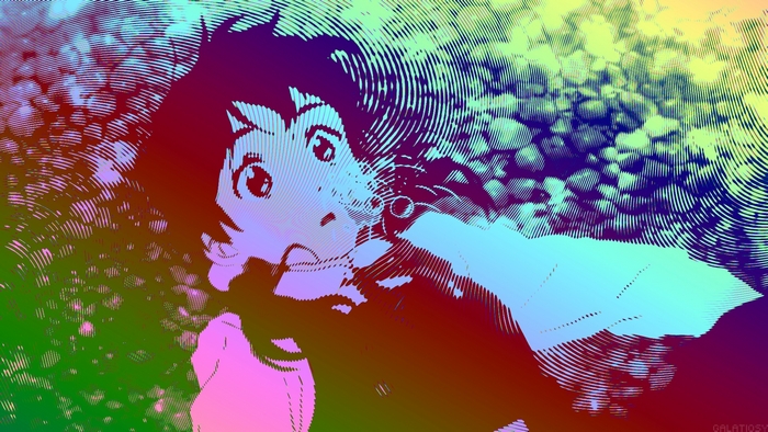 Anime character with psychedelic color effect