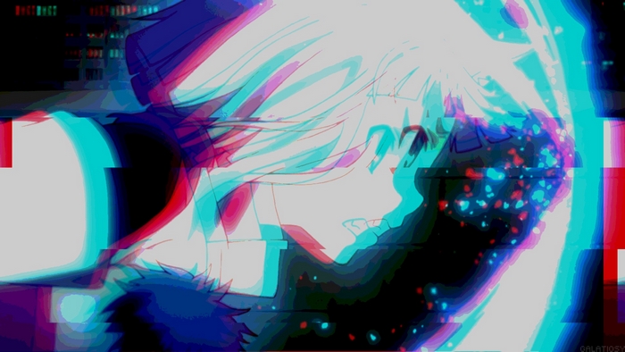 Anime girl with glitch effect