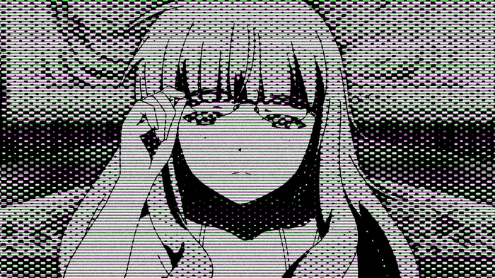 4K Anime Girl with Long Hair in Monochrome Style