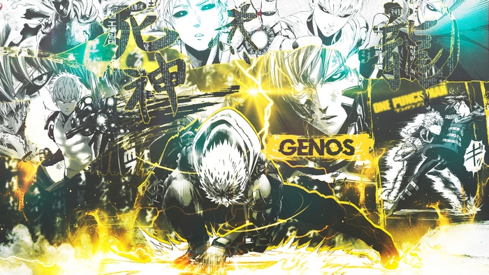 Genos from One-Punch Man collage