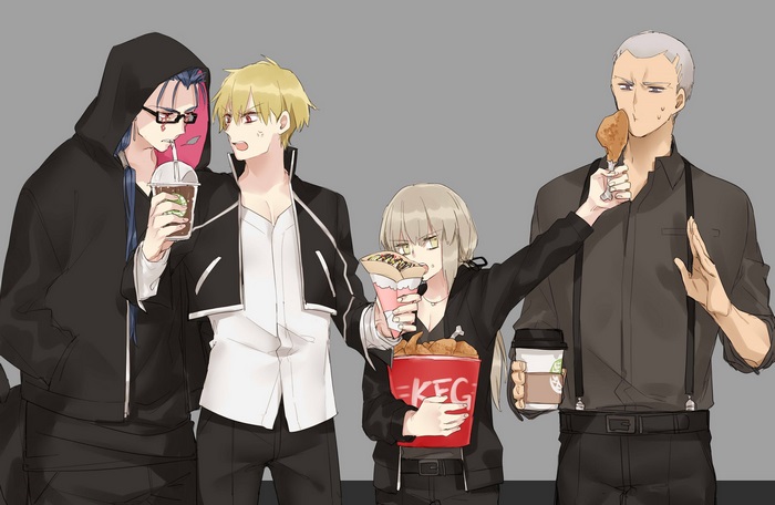 Fate/Grand Order characters eating fast food