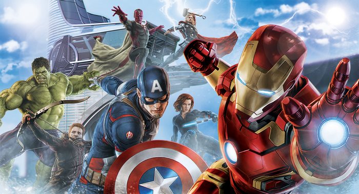 The Avengers Assemble: Iron Man, Captain America, Hulk, Thor, Vision, Black Widow, Hawkeye